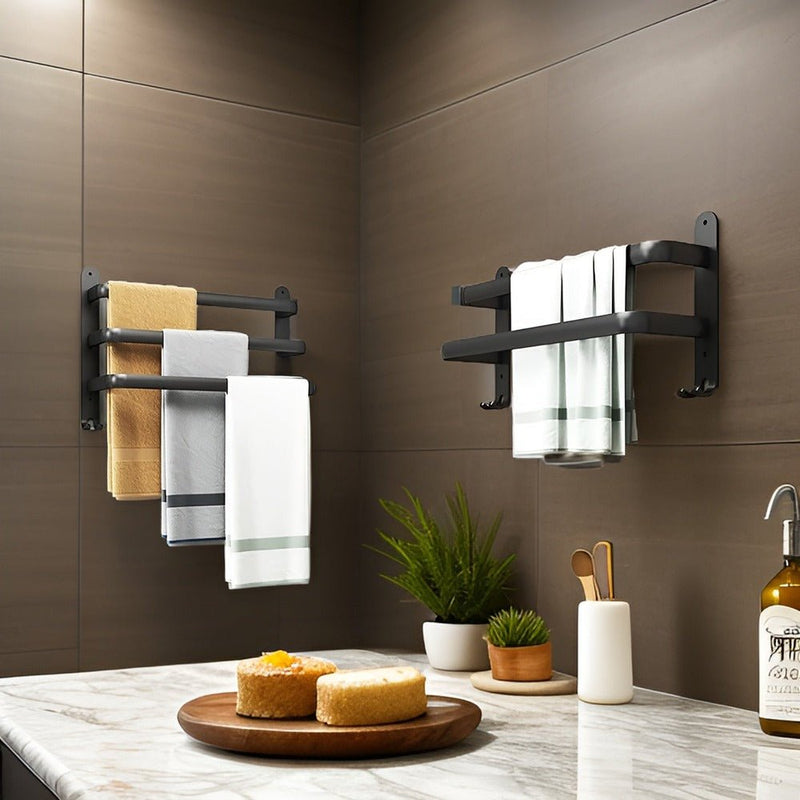 Wall-Mounted Towel Rack with Three Storage Bars
