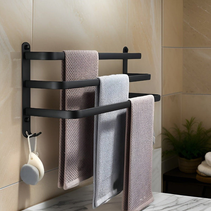 Wall-Mounted Towel Rack with Three Storage Bars