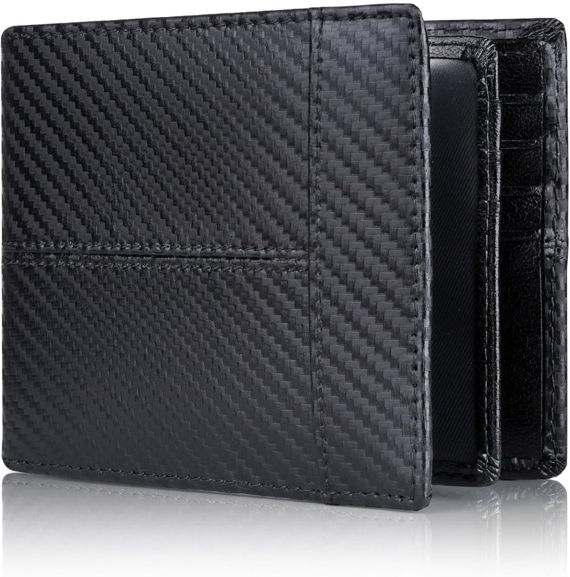 Leather Bifold Wallet with Multiple Card Slots and Cash Sections