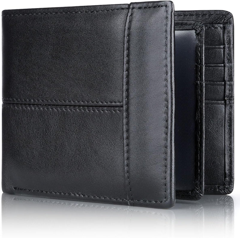 Leather Bifold Wallet with Multiple Card Slots and Cash Sections