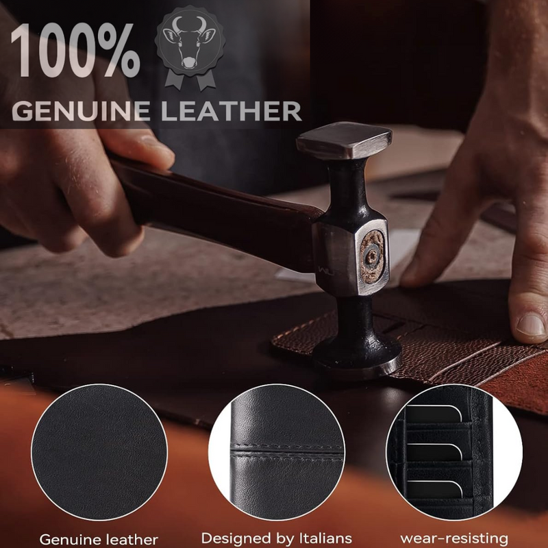 Leather Bifold Wallet with Multiple Card Slots and Cash Sections