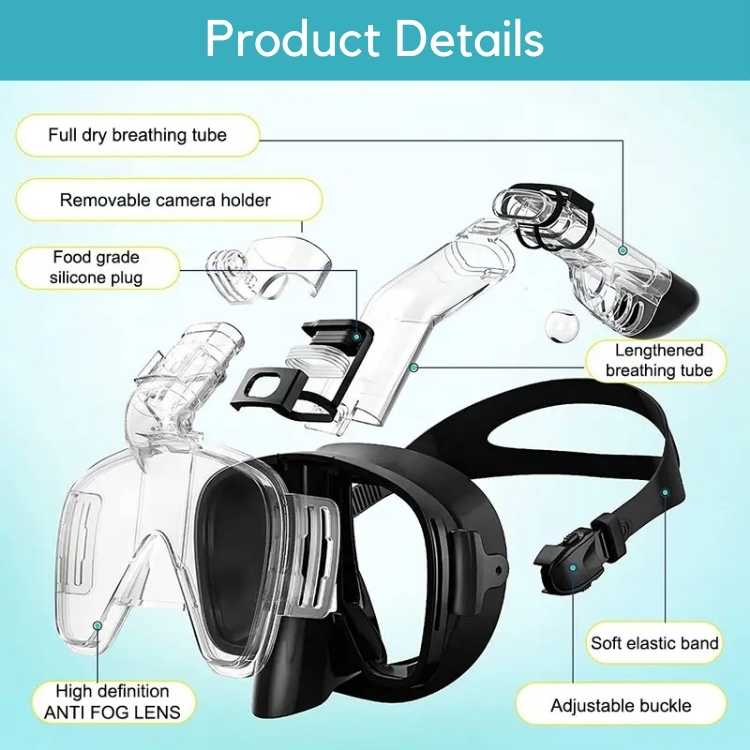 Full Face Snorkel Mask with 180° Panoramic View for Men and Women