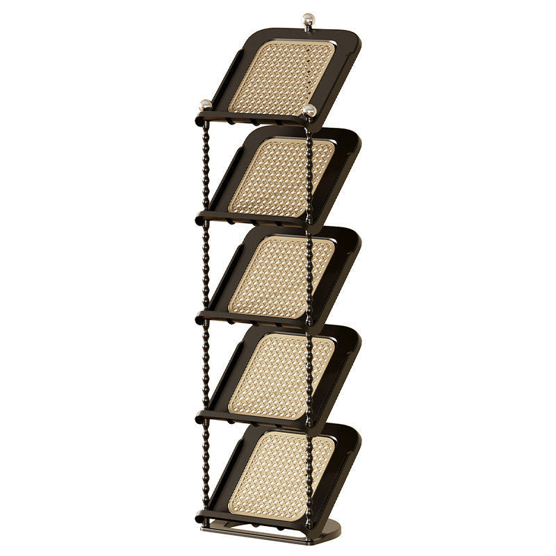 Vertical Tiered Shoe Rack with Woven Storage Shelves