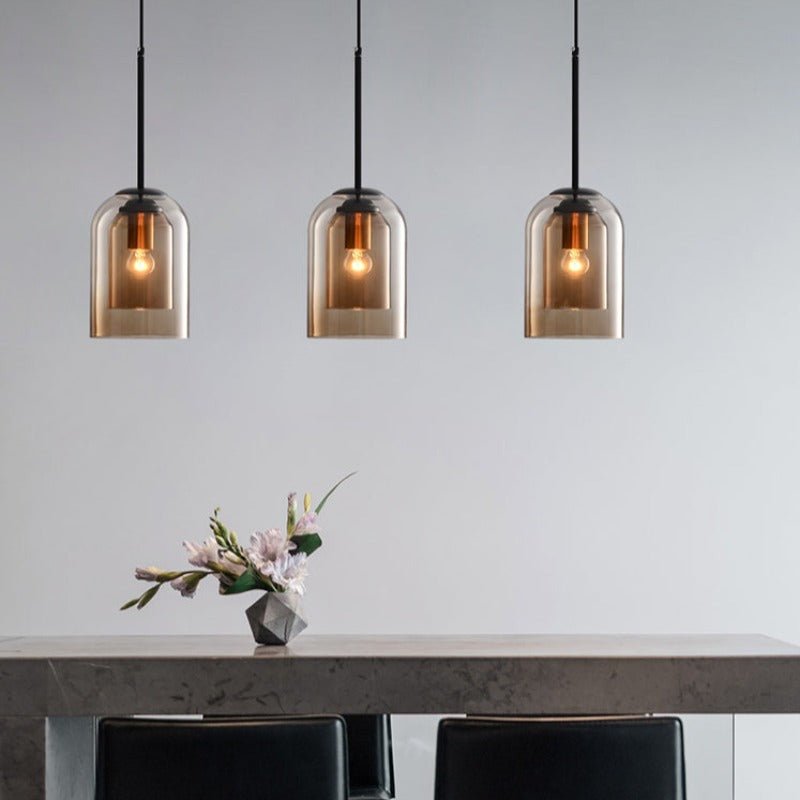 Mid-Century Double-Glass Pendant Light for Dining Spaces
