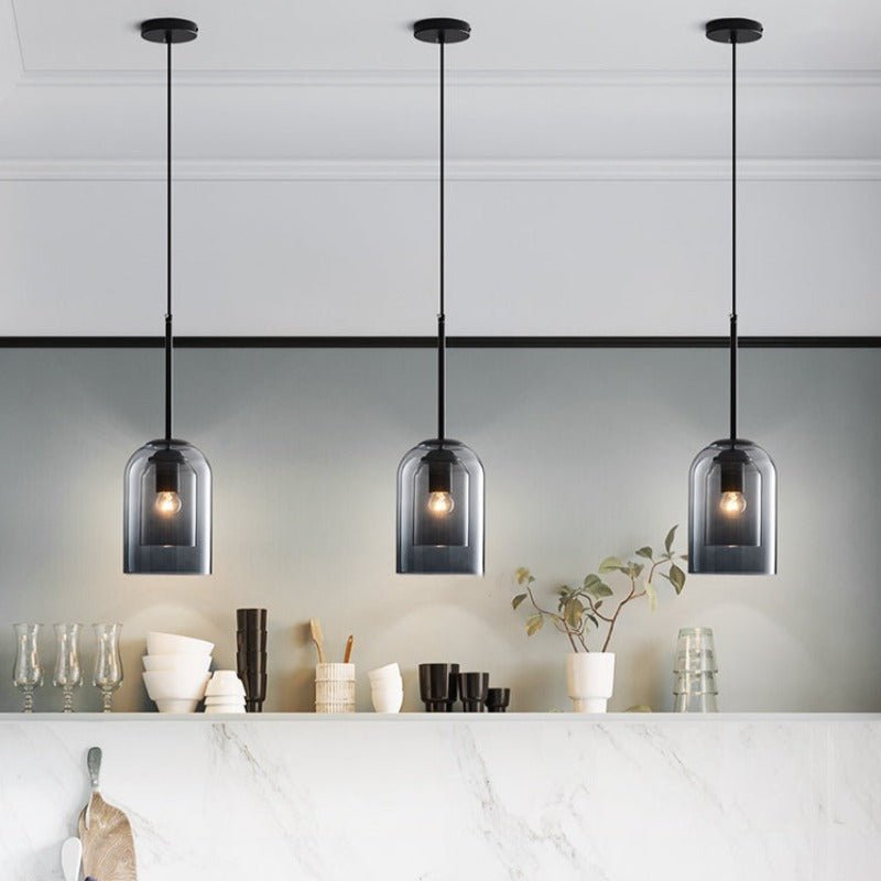 Mid-Century Double-Glass Pendant Light for Dining Spaces