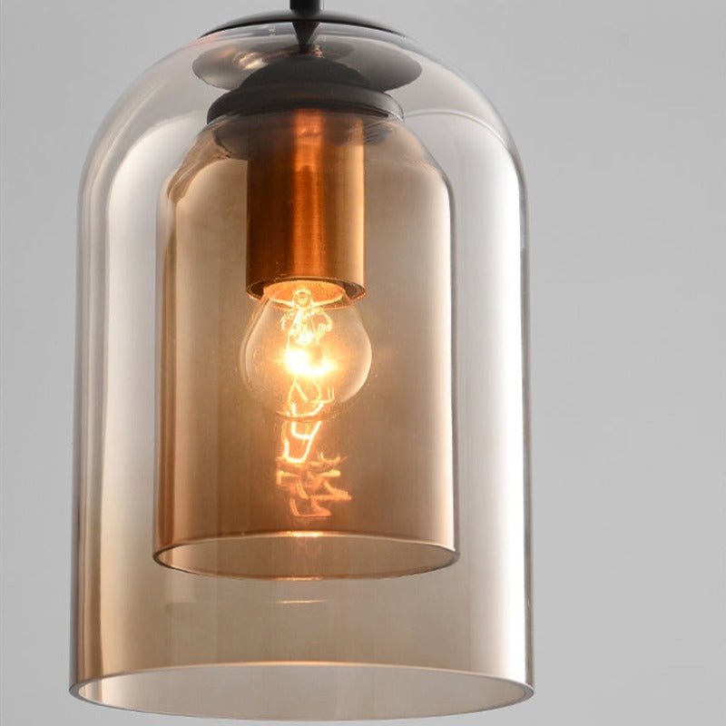Mid-Century Double-Glass Pendant Light for Dining Spaces