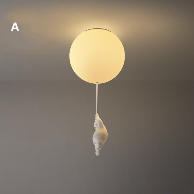 Playful Ceiling Light with Bears and Balloon Lights for Children's Room