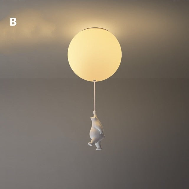 Playful Ceiling Light with Bears and Balloon Lights for Children's Room