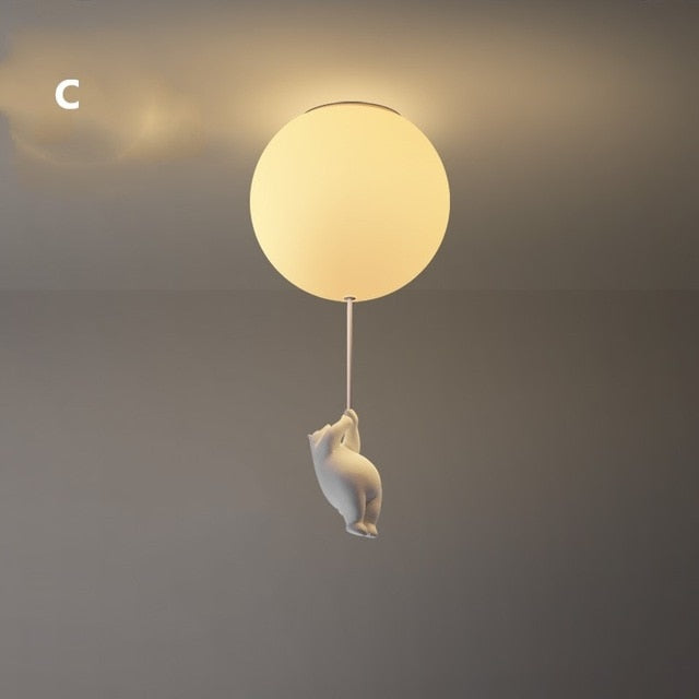 Playful Ceiling Light with Bears and Balloon Lights for Children's Room