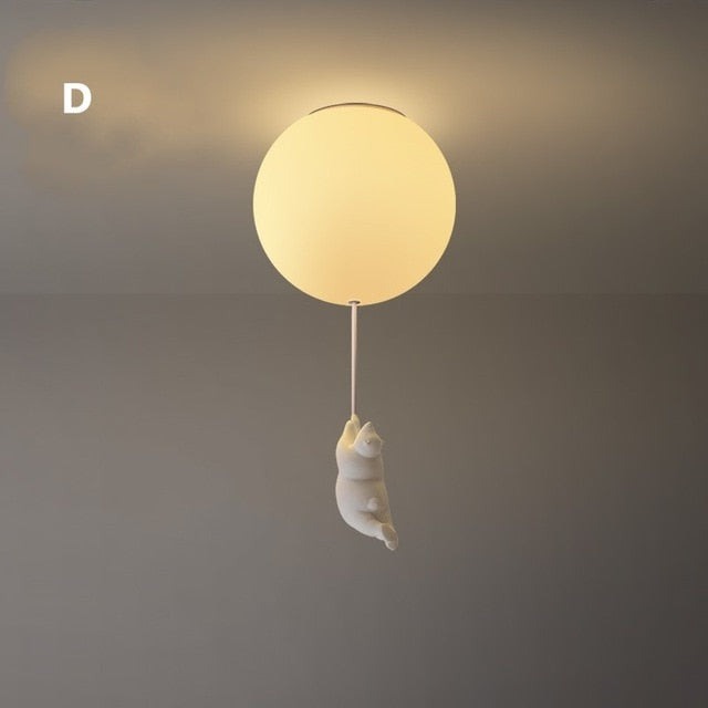 Playful Ceiling Light with Bears and Balloon Lights for Children's Room