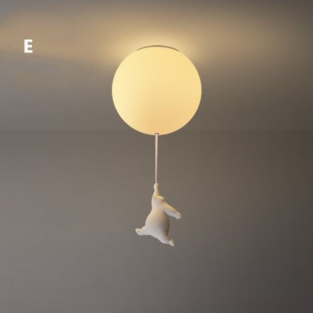 Playful Ceiling Light with Bears and Balloon Lights for Children's Room