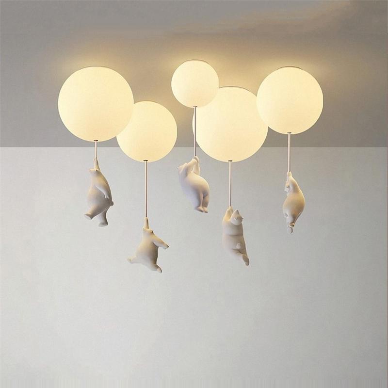 Playful Ceiling Light with Bears and Balloon Lights for Children's Room