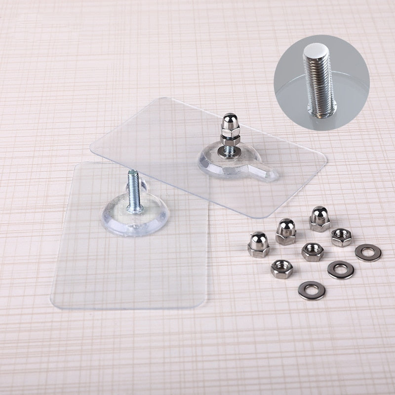 Ten Clear PVC Self-Adhesive Hooks for Drill-Free Wall Storage