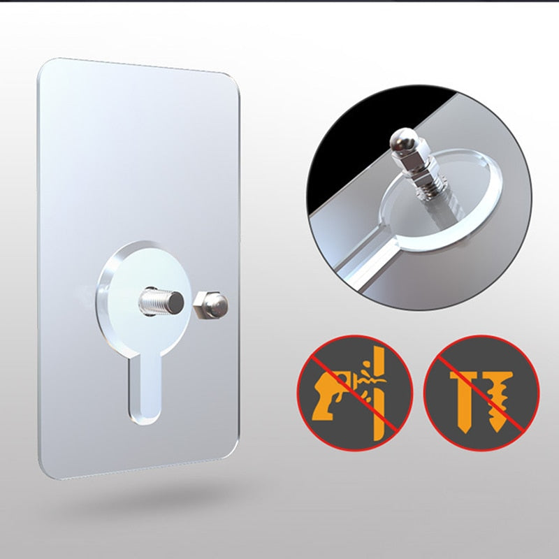 Ten Clear PVC Self-Adhesive Hooks for Drill-Free Wall Storage