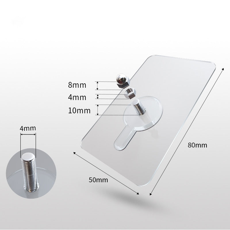 Ten Clear PVC Self-Adhesive Hooks for Drill-Free Wall Storage