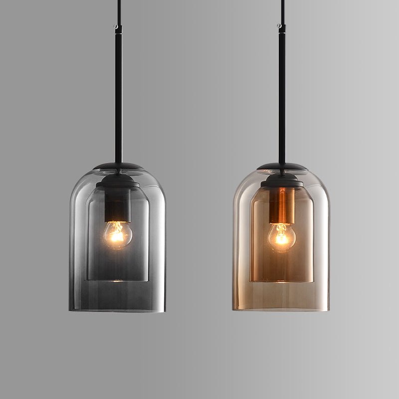 Mid-Century Double-Glass Pendant Light for Dining Spaces