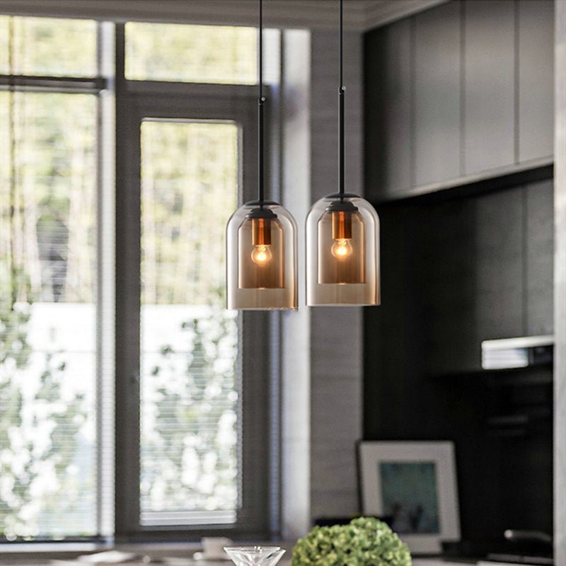 Mid-Century Double-Glass Pendant Light for Dining Spaces