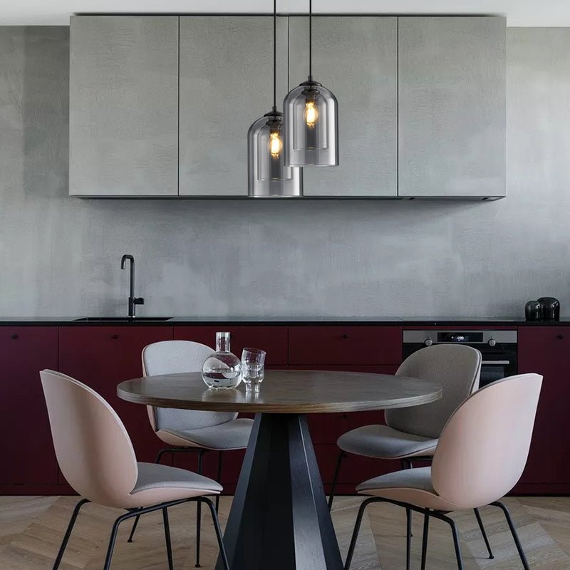 Mid-Century Double-Glass Pendant Light for Dining Spaces