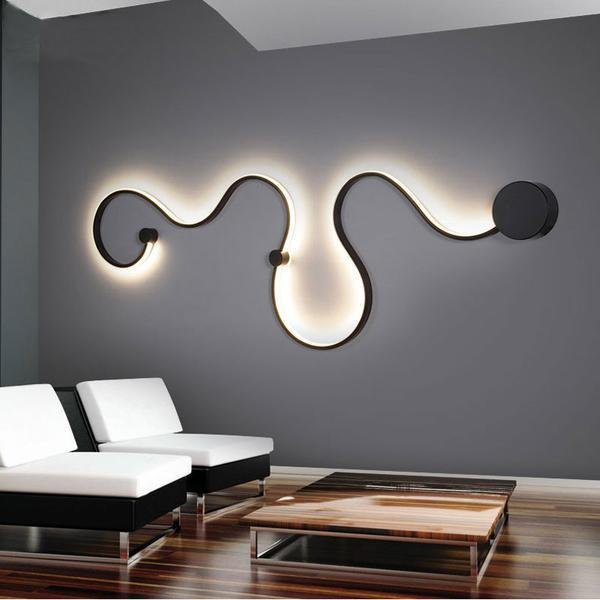 Sculptural Wave LED Wall Light