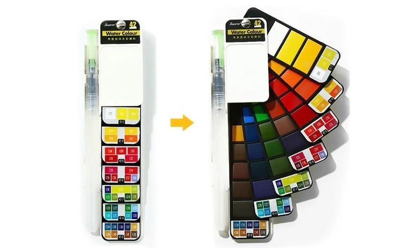 Portable Watercolour Paint Set with Water Brush