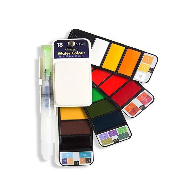 Portable Watercolour Paint Set with Water Brush