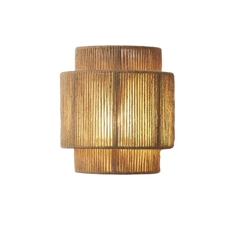 Handwoven Rattan and Bamboo Wall Light with Ambient Glow