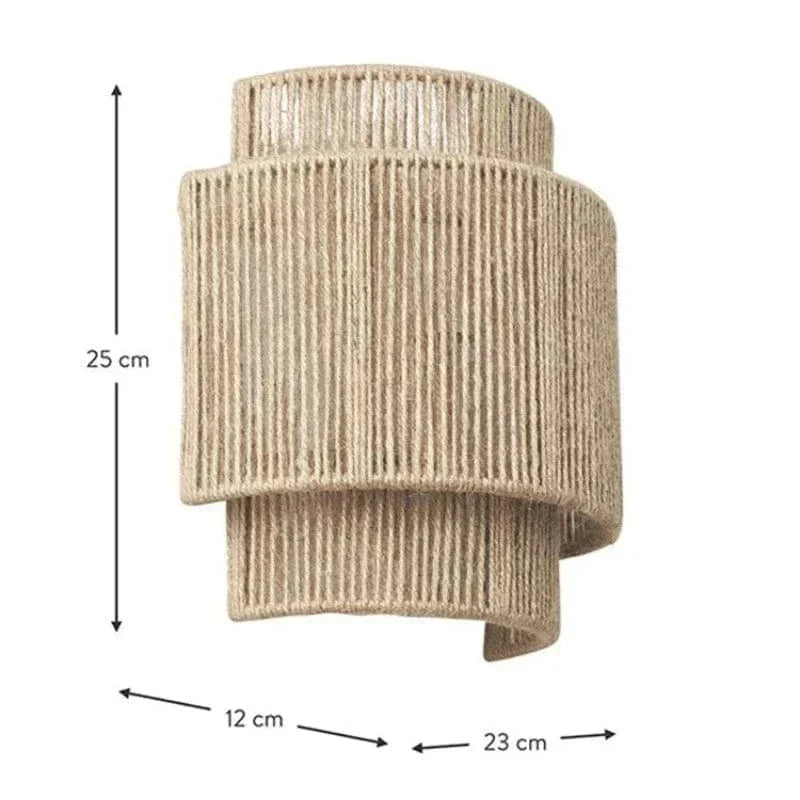 Handwoven Rattan and Bamboo Wall Light with Ambient Glow