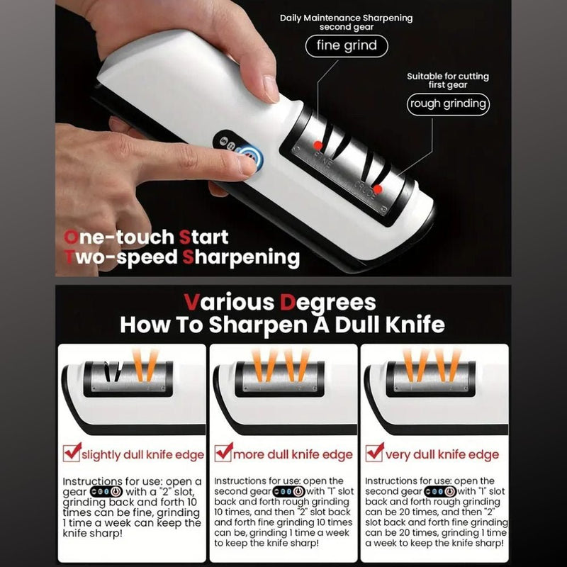 2-Stage Electric Knife Sharpener with Coarse & Fine Sharpening