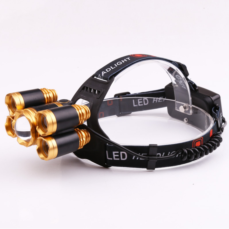 Rechargeable Multi-LED Headlamp with Adjustable Straps and Rear Warning Light