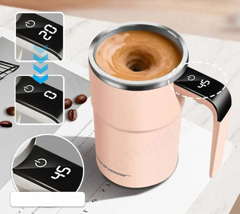 Rechargeable Self-Stirring Coffee Mug – Smart Mixing Cup with Temperature Display