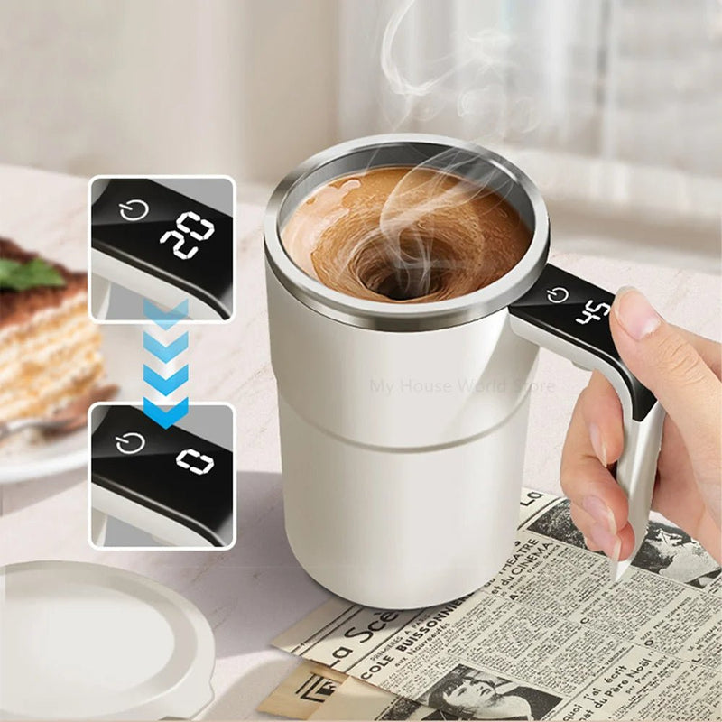 Rechargeable Self-Stirring Coffee Mug – Smart Mixing Cup with Temperature Display