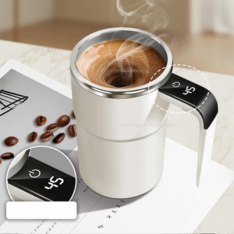 Rechargeable Self-Stirring Coffee Mug – Smart Mixing Cup with Temperature Display