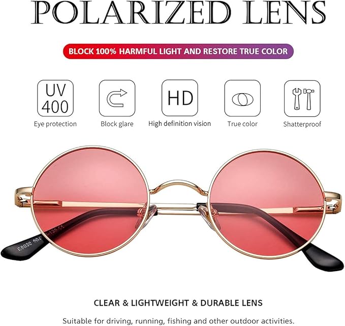 Unisex Polarised Round Sunglasses with UV400 Protection for Everyday Wear