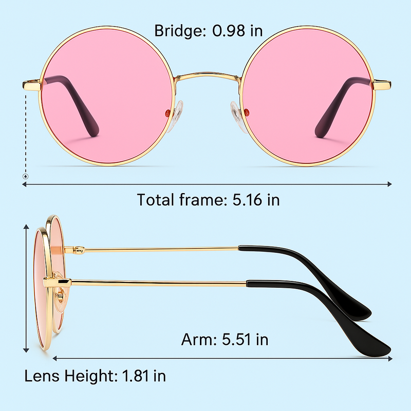 Unisex Polarised Round Sunglasses with UV400 Protection for Everyday Wear
