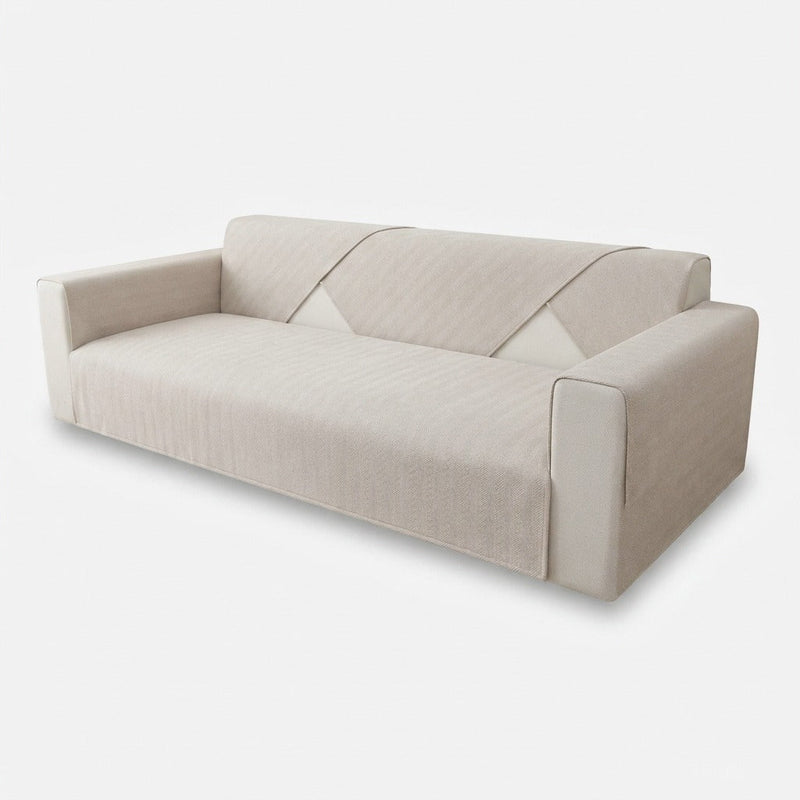 Chenille Sofa Seat Cover with Herringbone Texture and Washable Fabric