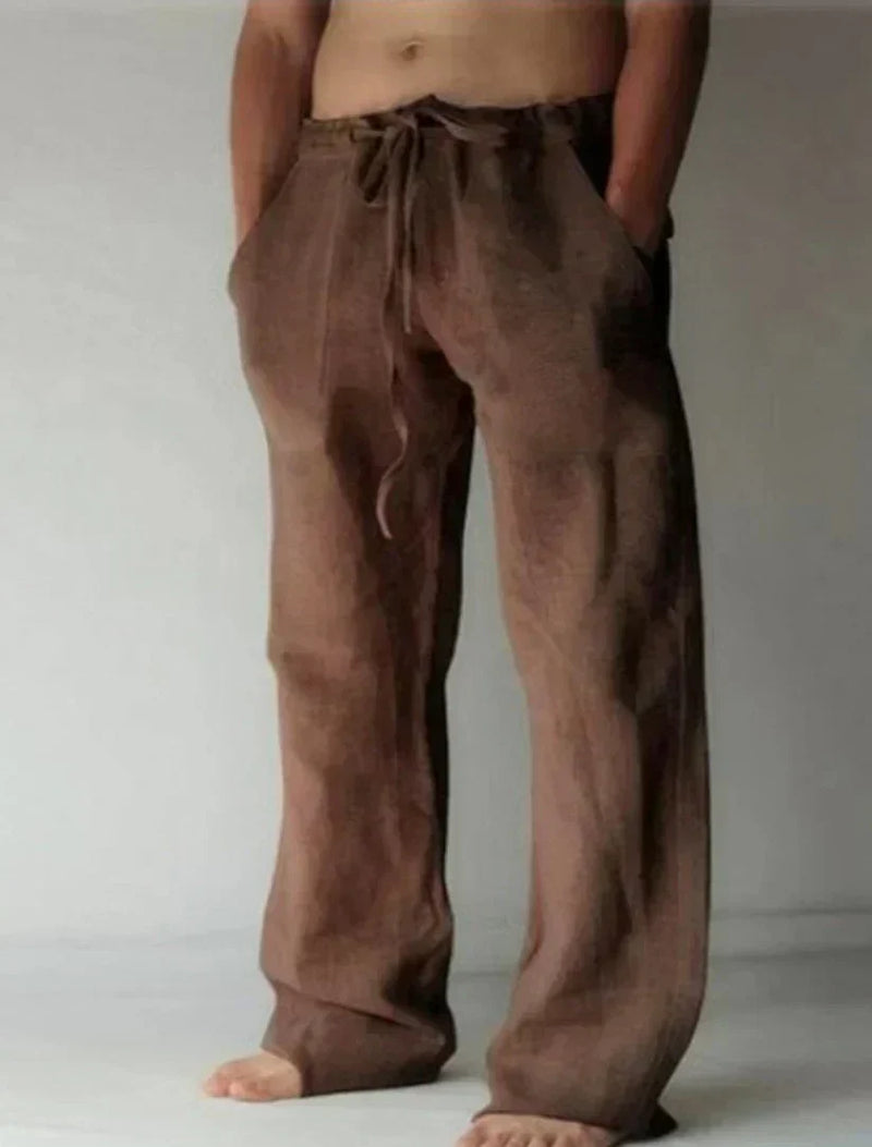Linen Pants Men with Baggy Fit and Elastic Waistband