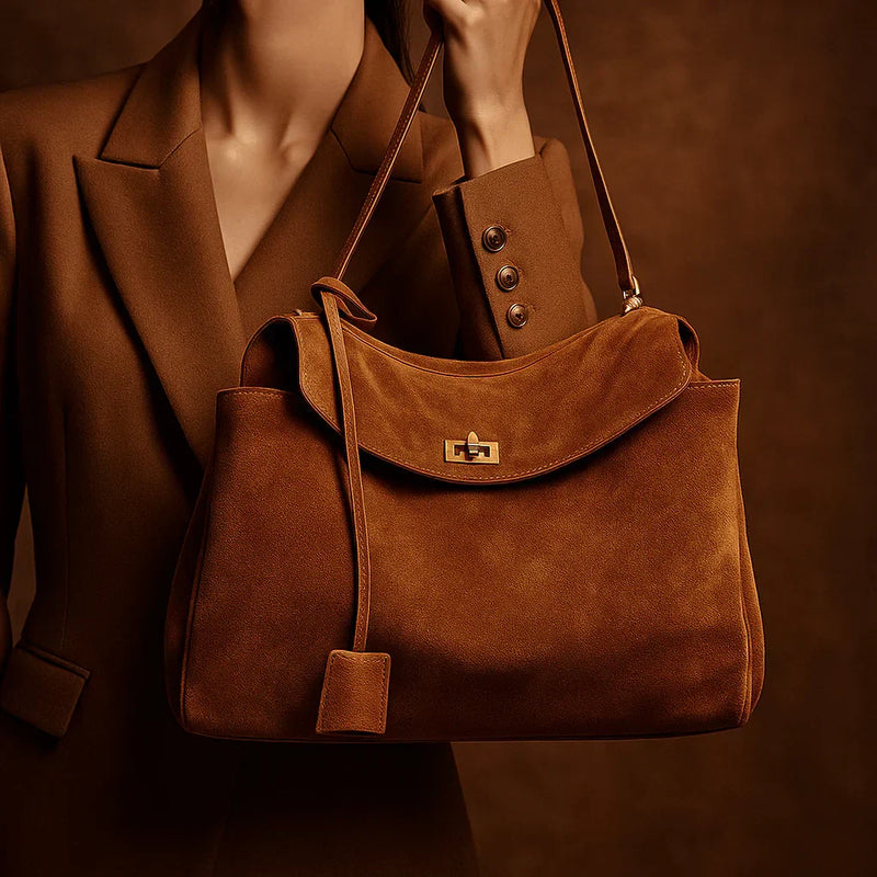 Genuine Suede Leather Spacious Shoulder Bag