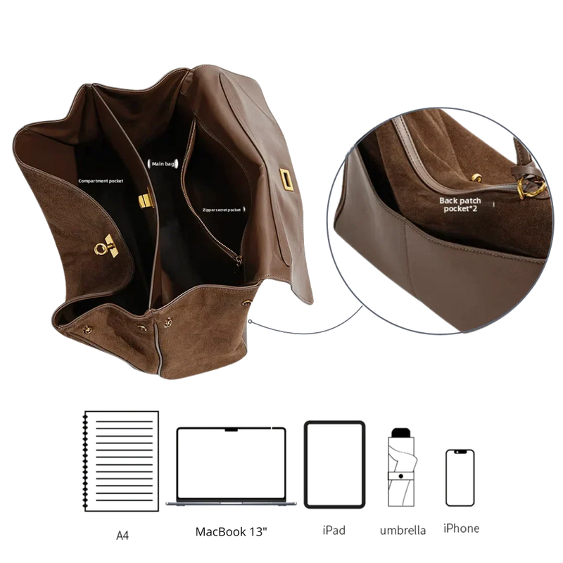 Genuine Suede Leather Spacious Shoulder Bag