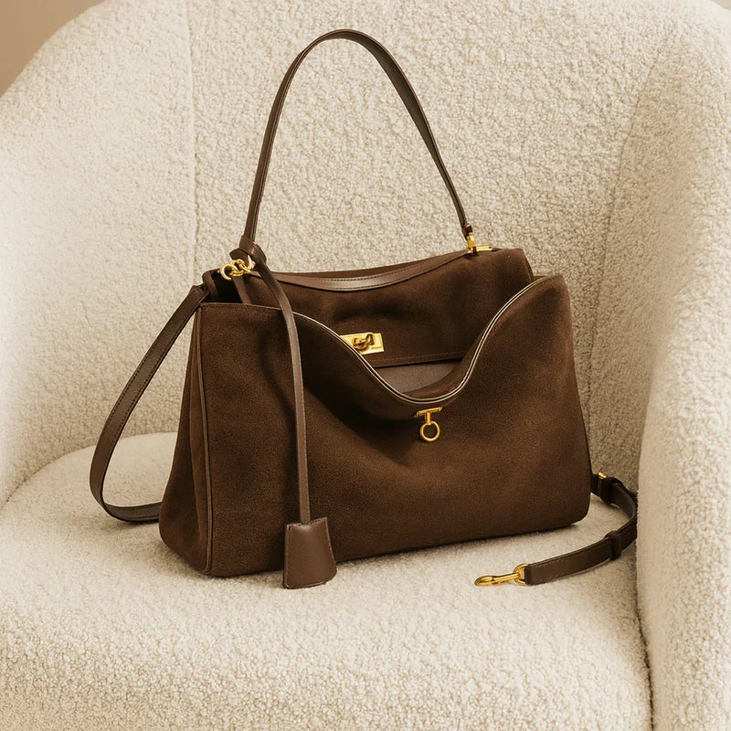 Genuine Suede Leather Spacious Shoulder Bag