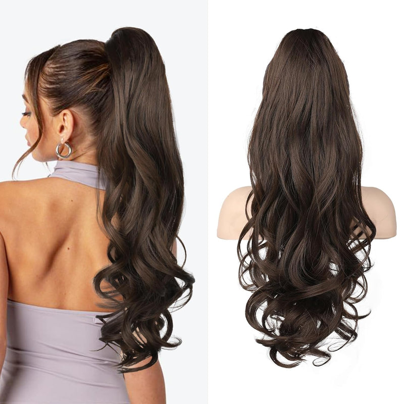 Ponytail Hair Extension with Synthetic Fibres and Claw Clip Attachment
