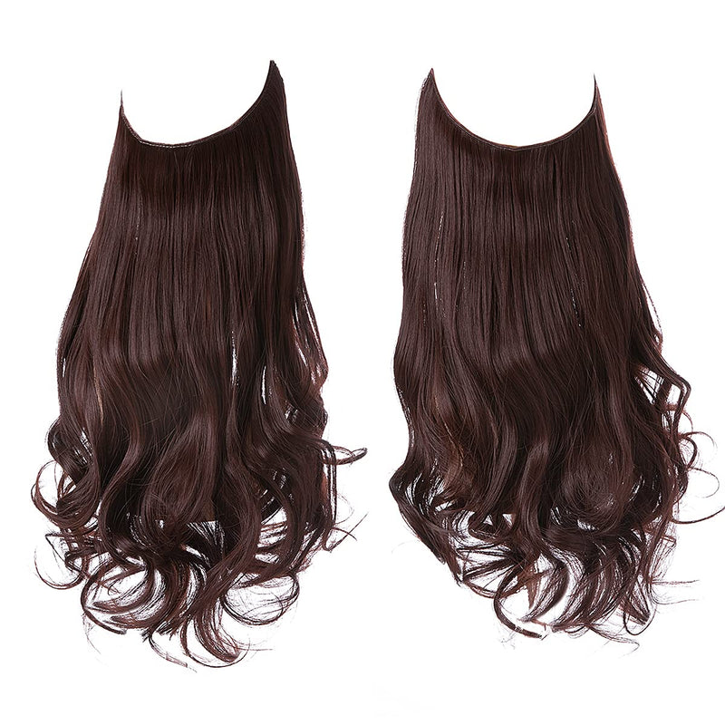 Halo Hair Extensions with Wavy Fibres and Discreet Wire Attachment