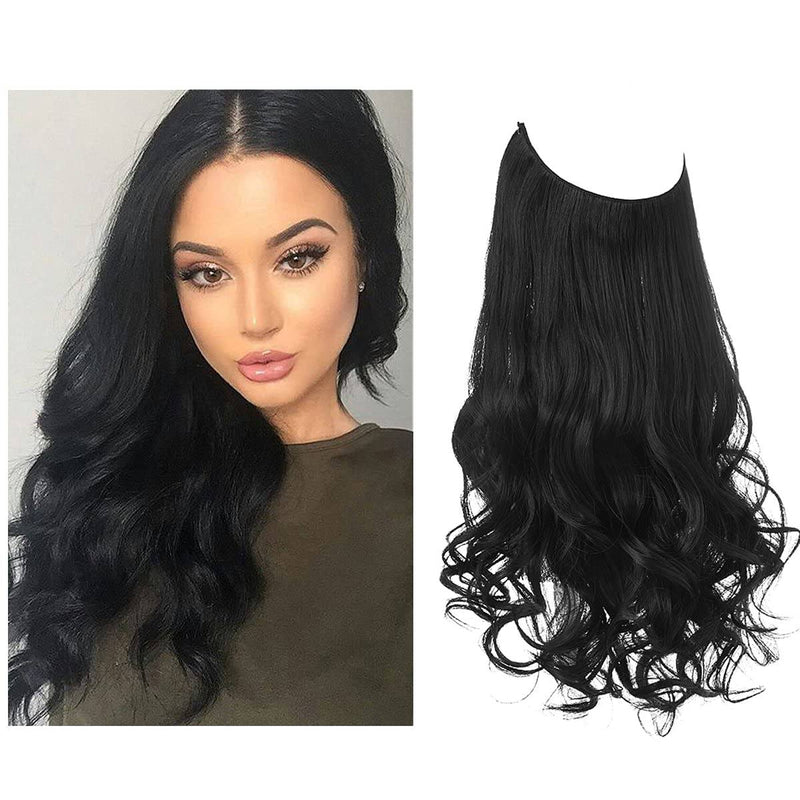 Halo Hair Extensions with Wavy Fibres and Discreet Wire Attachment