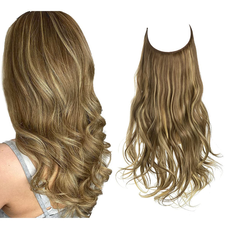 Halo Hair Extensions with Wavy Fibres and Discreet Wire Attachment