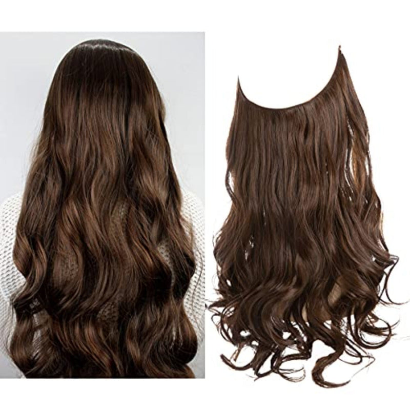 Halo Hair Extensions with Wavy Fibres and Discreet Wire Attachment