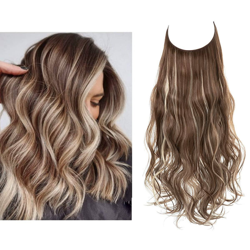 Halo Hair Extensions with Wavy Fibres and Discreet Wire Attachment