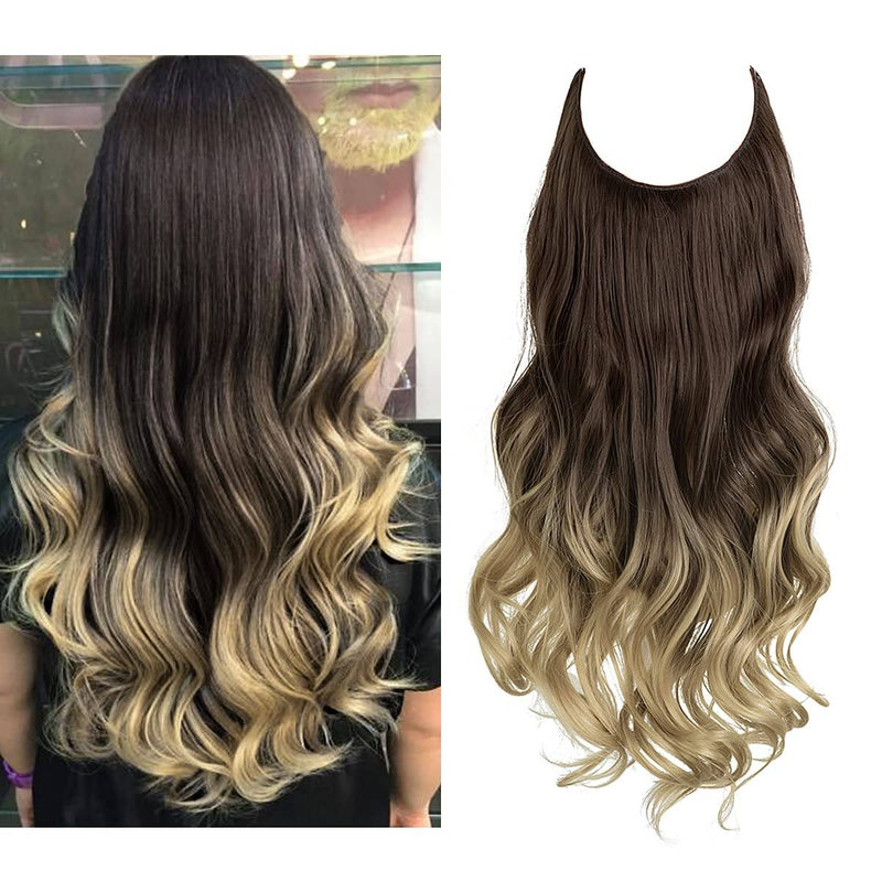 Halo Hair Extensions with Wavy Fibres and Discreet Wire Attachment