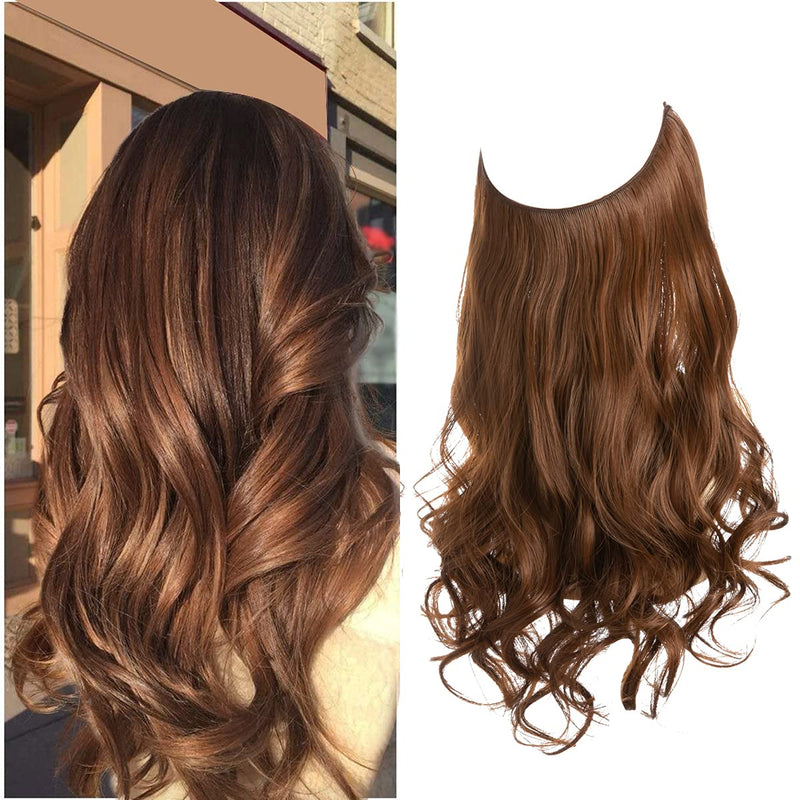 Halo Hair Extensions with Wavy Fibres and Discreet Wire Attachment