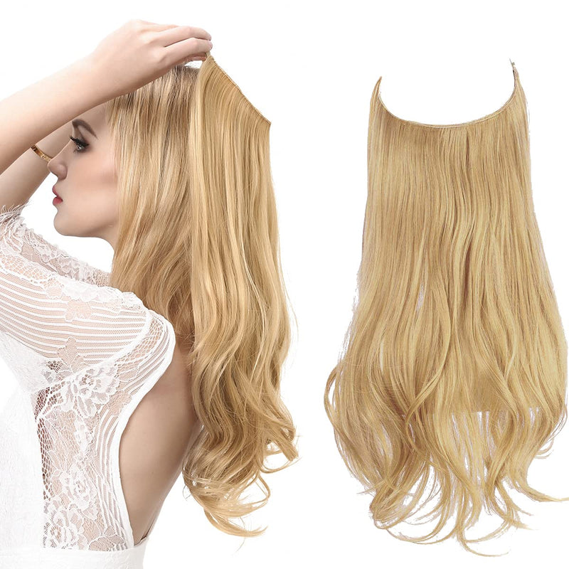 Halo Hair Extensions with Wavy Fibres and Discreet Wire Attachment