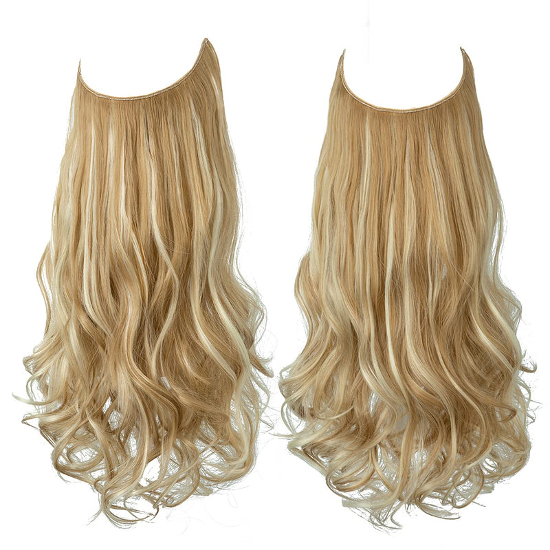 Halo Hair Extensions with Wavy Fibres and Discreet Wire Attachment