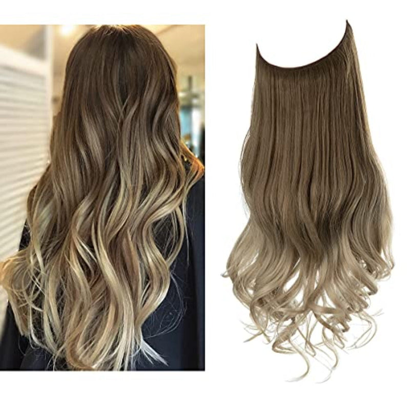 Halo Hair Extensions with Wavy Fibres and Discreet Wire Attachment